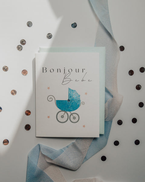 Bonjour Boy Baby Shower Greeting Card
