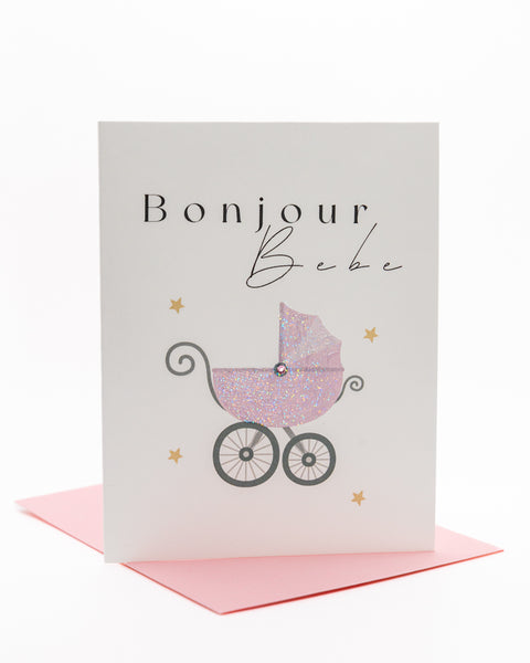 Bonjour Girl Baby Shower Greeting Card