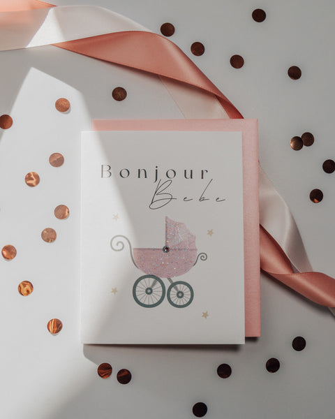 Bonjour Girl Baby Shower Greeting Card