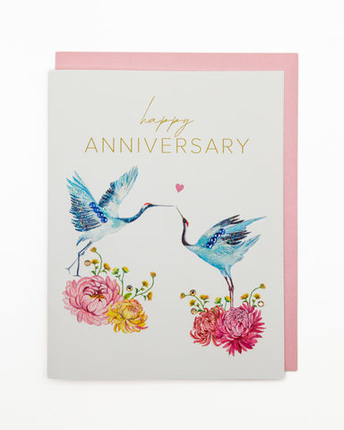 Cranes in Love Anniversary Greeting Card