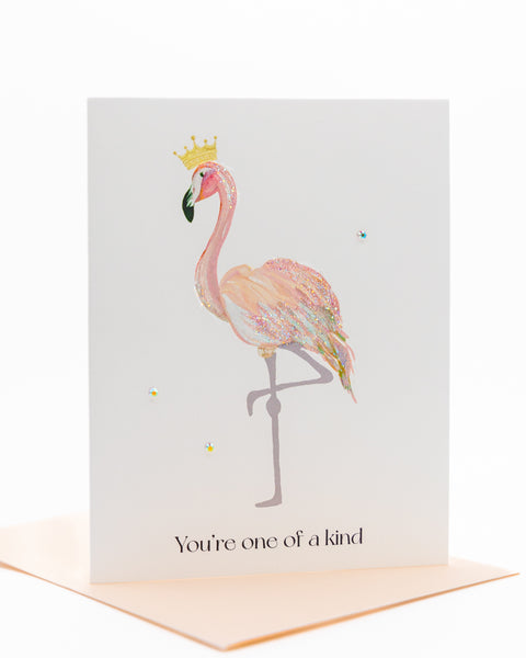 One-of-a-Kind Flamingo Friendship Greeting Card