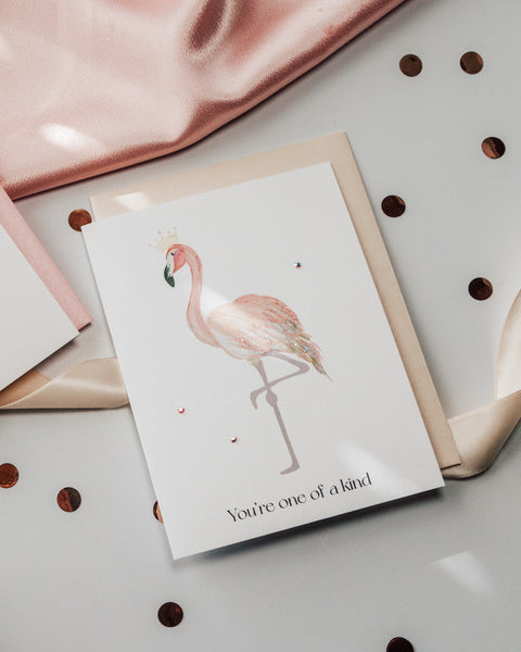 One-of-a-Kind Flamingo Friendship Greeting Card